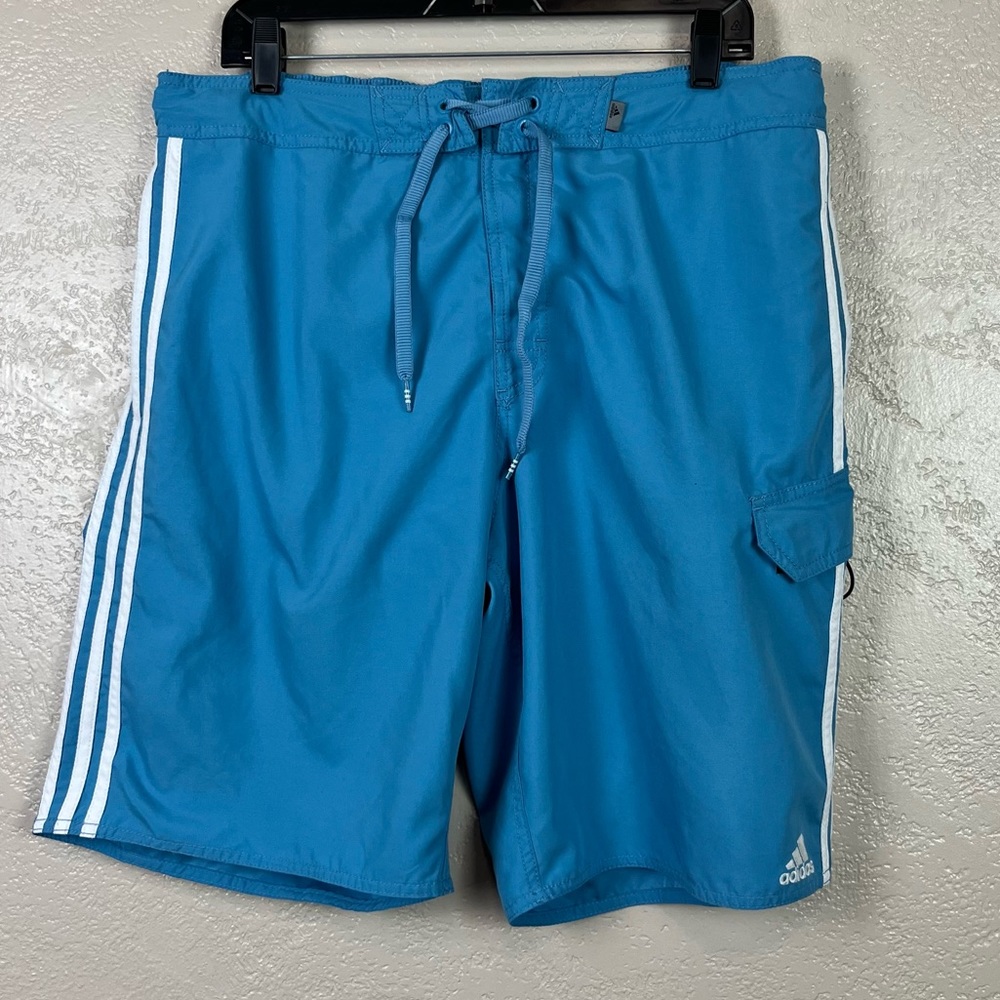 Adidas men swim‎ athletic blue white board shorts size 36
